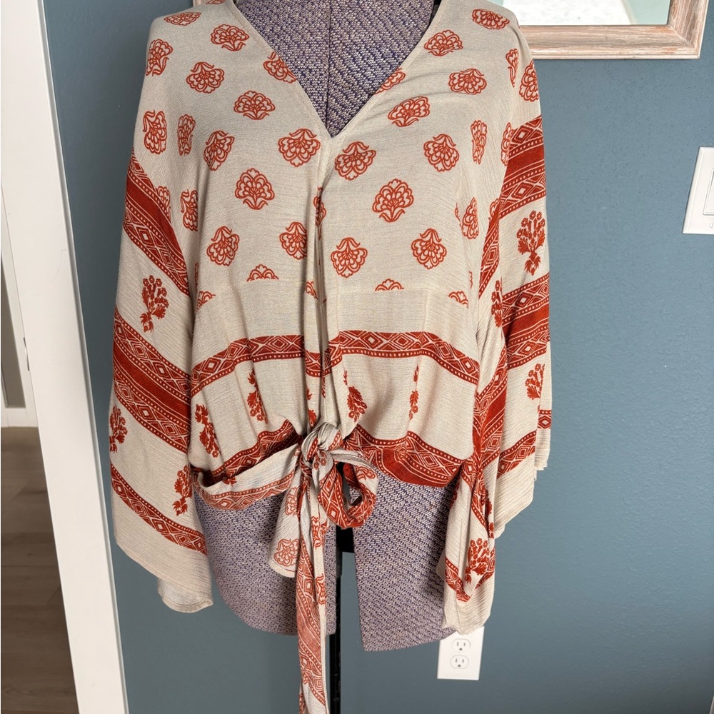Yoga or Swimwear Cover Boho Tie-Front Kimono